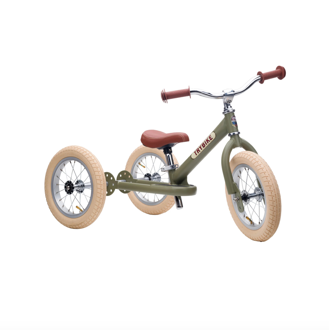 draisienne tricycle 2 en 1 vintage vert mat 3 roues evolutive - TRYBIKE