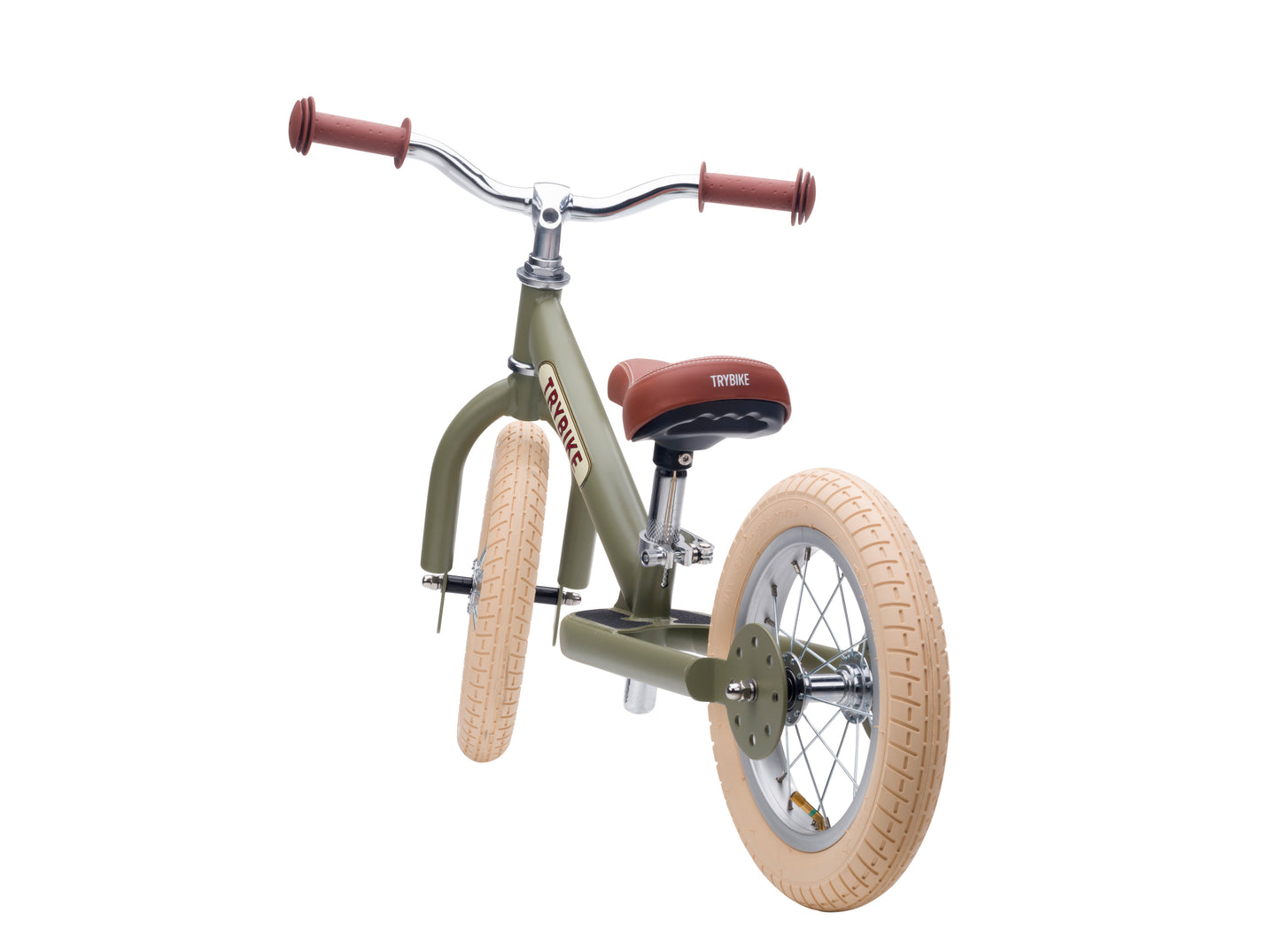draisienne tricycle 2 roues evolutive vintage vert mat - TRYBIKE