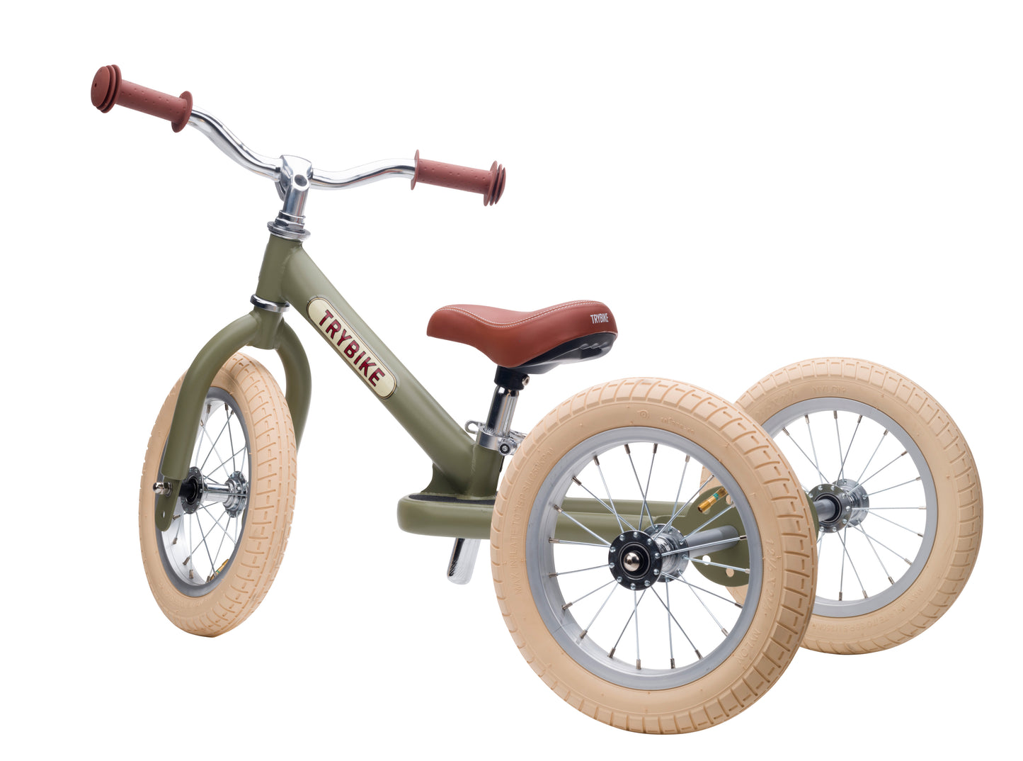 draisienne tricycle 2 en 1 vintage vert mat 3 roues evolutive - TRYBIKE