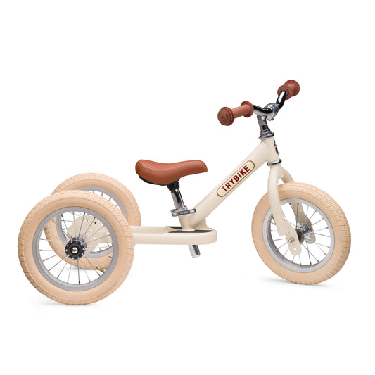 draisienne tricycle 2 en 1 vintage creme 3 roues evolutive - TRYBIKE