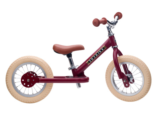 draisienne tricycle 2 roues evolutive vintage rouge mat - TRYBIKE