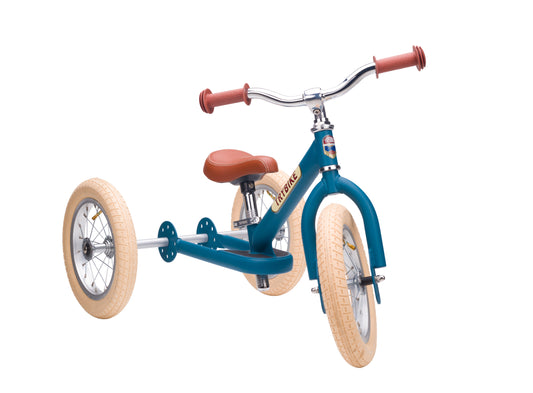 draisienne tricycle 2 en 1 vintage bleu mat 3 roues evolutive - TRYBIKE