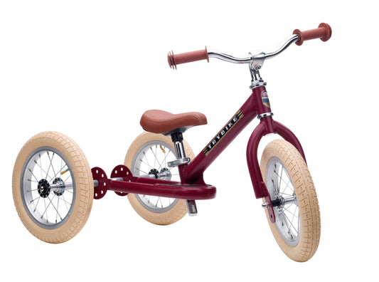 draisienne tricycle 2 en 1 vintage rouge mat 3 roues evolutive - TRYBIKE