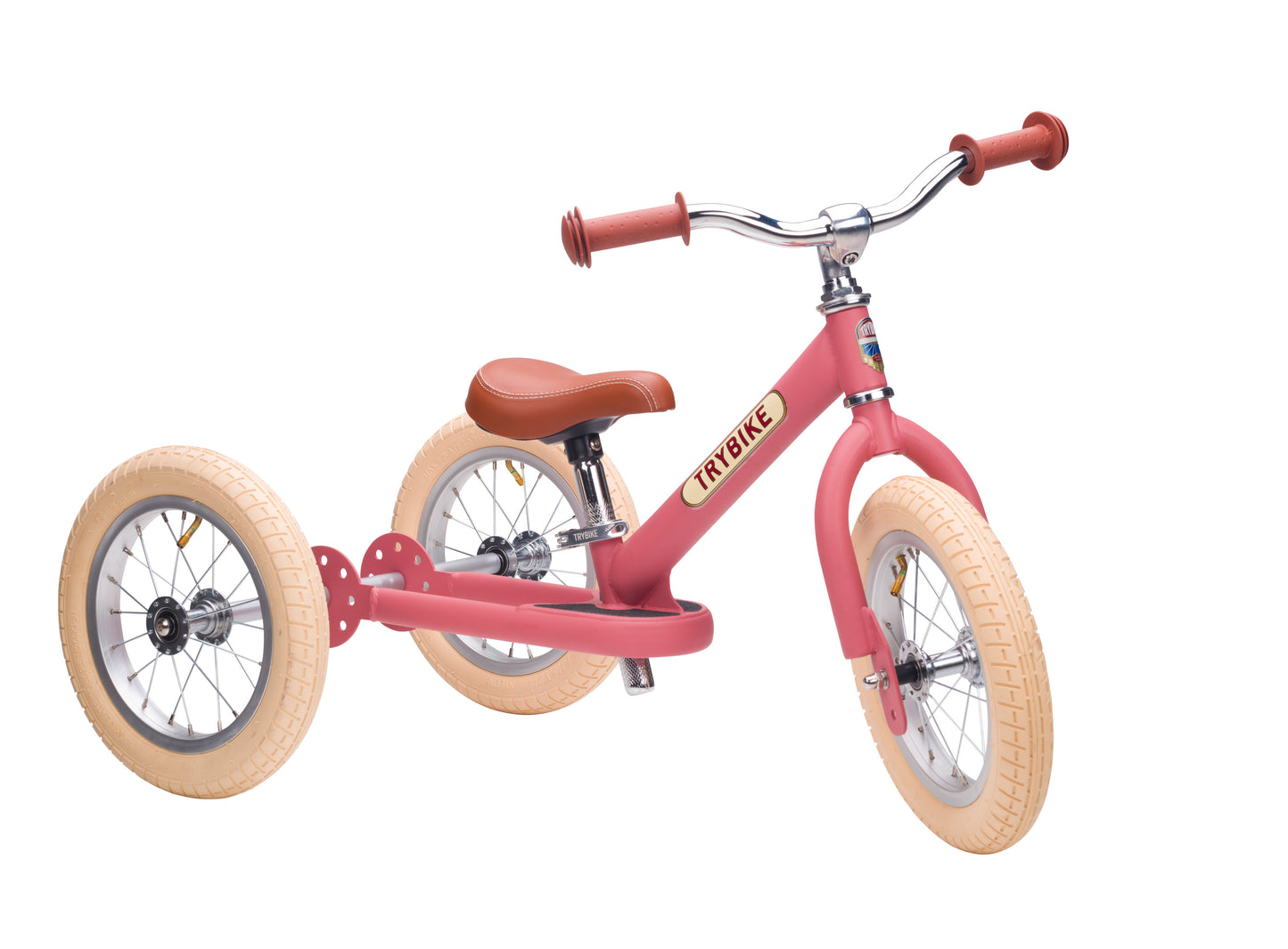 draisienne tricycle 2 en 1 vintage rose mat 3 roues evolutive - TRYBIKE