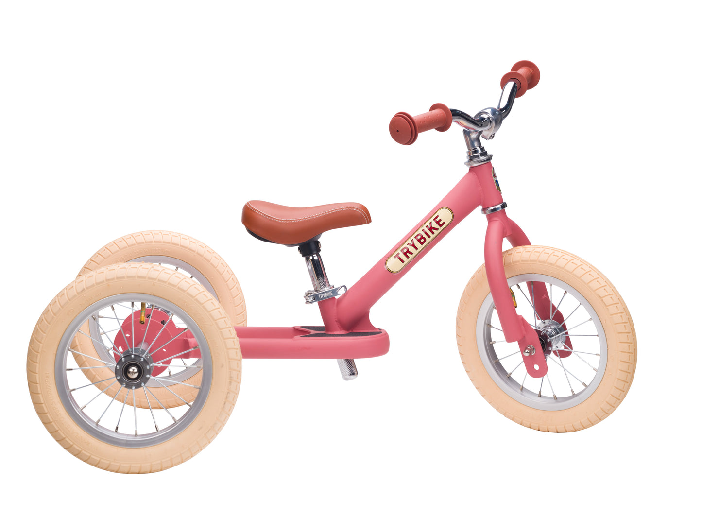 draisienne tricycle 2 en 1 vintage rose mat 3 roues evolutive - TRYBIKE