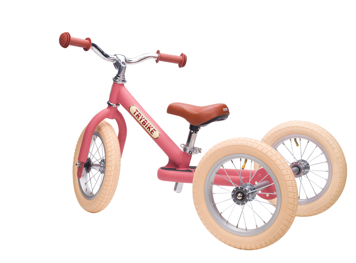 draisienne tricycle 2 en 1 vintage rose mat 3 roues evolutive - TRYBIKE